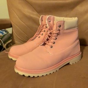 Pink Doc Martin-esque faux leather boots